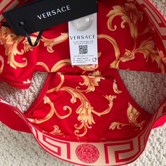 Versace Greca Border Medusa Barocco Red Swim Briefs Bathing Suit Speedo - Picture 8 of 14